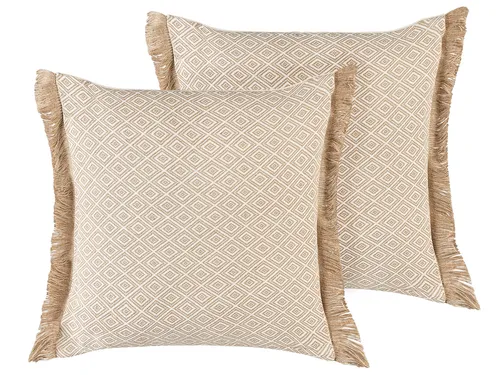 Dekokissen 2er Set LONAR 45 x 45 cm Sandbeige - Kissen im 2er Set, perfekt kombinierbar mit verschiedenen Einrichtungsstilen. Pflegeleichtes Polyester sorgt für angenehme Haptik und einfache Reinigung.