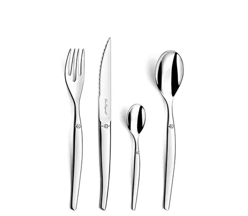 Lou Laguiole Besteck-Set JET (24-tlg) für 6 Personen - Hochwertiges Besteckset aus Edelstahl 18/0, spülmaschinenfest und hochglanzpoliert. Perfekt für stilvolle Tischgedecke mit französischem Glamour.