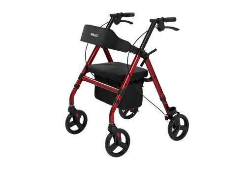 maxErgo Rollator Rot Gehhilfe für Outdoor Indoor zugelassen als Medizinprodukt