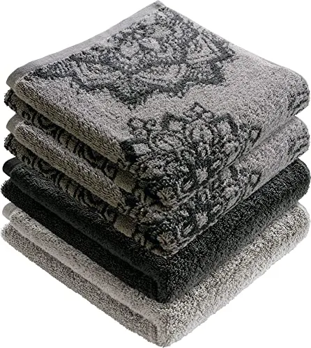 Erwin Müller Handtuch "Bühl" 4er-Pack - Handtücher in Frottier-Qualität, 4er-Pack mit einzigartigen Mandala-Motiven. Saugfähig, flauschig und schnell trocknend – ideal für ein stilvolles Bad!