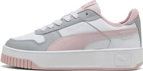 Puma Carina Street Sneaker in White-Mauve Mist-Gray - Freizeitschuhe für Damen, kombiniert urbanen Stil mit nachhaltigen Materialien und bietet dank SOFTFOAM+ Innensohle höchsten Tragekomfort.