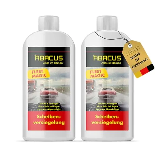 ABACUS Fleet Magic Scheibenversiegelung - 2X 250 ml Nanoversiegelung für klare Sicht, mit Lotus-Effekt und Abperleffekt gegen Regen und Schnee