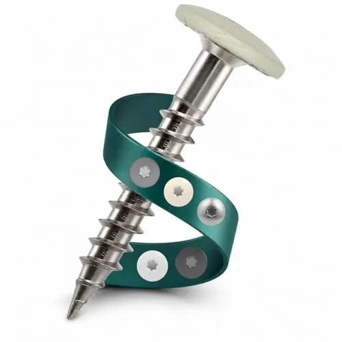 TWISTEC Trespo-Fassadenschrauben 100 Stück, Terrassenschrauben, Holzschrauben, Spanplattenschrauben aus Edelstahl (100, Reinweiß 9010, 4,8x25mm)