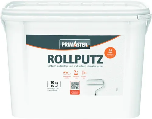 Primaster Rollputz 10 kg weiß – Hochwertiger Dekorputz - Putz für kreative Wandgestaltungen, leicht aufzutragen und in edlem Weiß für ein modernes Ambiente.