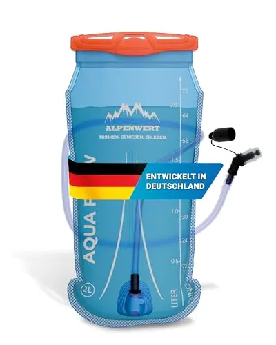 Alpenwert® Trinkblase mit Trinkschlauch [Wasserblase 2L/3L BPA FREE] Ultraleicht Trinksystem für Rucksack perfekt für Outdoor, Laufen, Trailrunning (3 Liter)