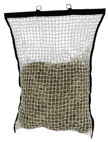 Kerbl Heunetz m.Füllhilfe 100x150cm - weiß, extrem reißfest mit verstärktem Klettverschluss und praktischem Aufhängehaken