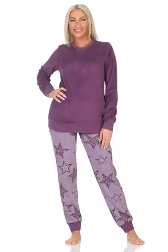 Normann Damen Frottee Pyjama mit Bündchen - Sterne Optik - Übergrößen, Farbe: Beere, Größe: 56-58 - Kuscheliger Damen Frottee Pyjama in Sterne Optik, ideal für kühle Nächte. Mit praktischen Bündchen für optimalen Tragekomfort. OEKOTEX zertifiziert für geprüfte Qualität. Auch in Übergrößen erhältlich!