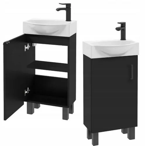 STAMAR Waschbeckenunterschrank Badmöbel Standschrank 40 cm mit Waschbecken Schwarz - Kompakter Waschbeckenunterschrank in Schwarz, ideal für kleine Bäder. Mit integriertem Keramikbecken für eine elegante und praktische Lösung in Ihrem Badezimmer.