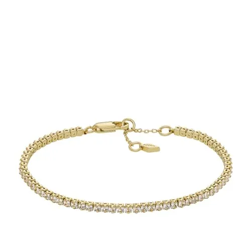 Fossil Damen-Gliederarmband All Stacked Up Metall goldfarben - Elegantes Armband aus poliertem Metall in Goldfarbe, ideal für jeden Anlass und mit praktischem Karabinerverschluss.