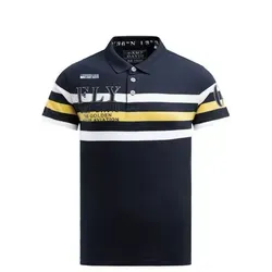 Camp David Herren Kurzarmpolo mit Streifen-Design - Poloshirt für Herren in Blue Navy, mit stylischem Streifen-Design und einzigartigen Artworks, ideal für lässige Outfits.