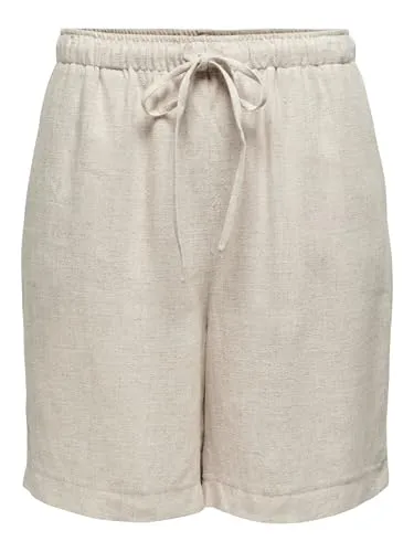 ONLY ONLSIESTA MW PULL-UP LINEN BL SHORTS OS - Damen Shorts aus leichtem Leinen, ideal für warme Tage. Figurumspielendes Design und elastischer Bund sorgen für perfekten Tragekomfort.