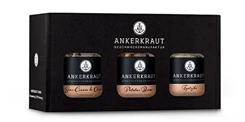 Ankerkraut Geschenkset Dips - Ratgeber: Edles Geschenkset mit 3 Gewürzen für Dips im Korkenglas - perfekt für Snack-Abende und besondere Anlässe, ohne Geschmacksverstärker und künstliche Farbstoffe.