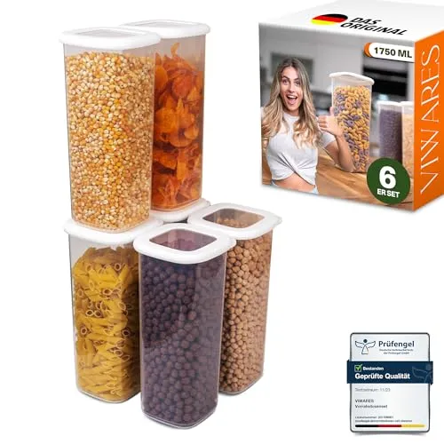 Viwares Luftdichte Vorratsdosen 6er Set - BPA-frei - Praktisches Vorratsdosen Set für die Küche: 6 luftdichte Behälter zur optimalen Aufbewahrung von Lebensmitteln. Platzsparend und stapelbar, spülmaschinenfest und ideal für eine organisierte Küche.