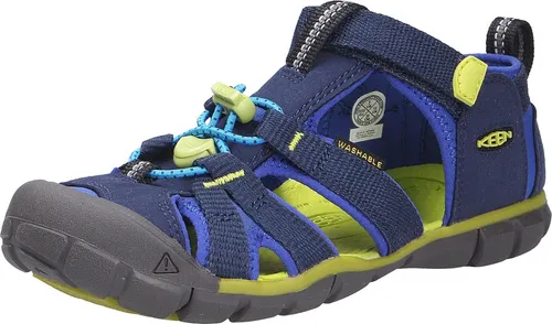 Keen Seacamp II CNX Y-Naval Academy/Chartreus 36 - Wanderschuhe für aktive Kinder, mit griffiger Gummisohle und schnelltrocknendem Obermaterial. Die ideale Sandale für Abenteuer und Wasserspaß!