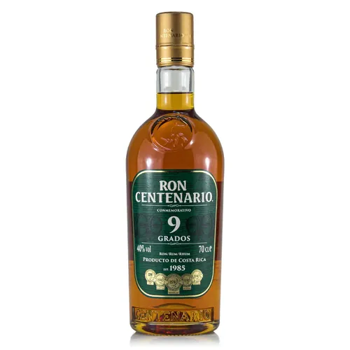 Centenario Ron Centenario 9 Grados - Goldgekrönter Rum aus Costa Rica - Rum, gereift in Eichenfässern mit fruchtigem und würzigem Charakter, ausgezeichnet mit Gold beim Spain Congreso International Del Ron Madrid.