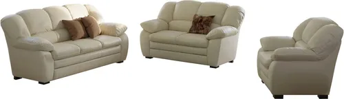 COTTA Polstergarnitur Casino 3-tlg Set - Couchgarnituren Set aus Sessel, 2-Sitzer & 2,5-Sitzer in creme, mit hochwertigem Kunstleder SOFTLUX® für hohen Sitzkomfort und ansprechendes Design.