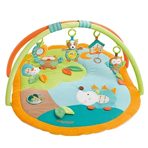 Fehn 3-D-Activity-Decke Sleeping Forest - Spiel- & Krabbeldecken, Spielbögen – Mit 5 abnehmbaren Spielzeugen fördert diese weiche Krabbeldecke die Motorik und Neugier Ihres Babys von Geburt an.