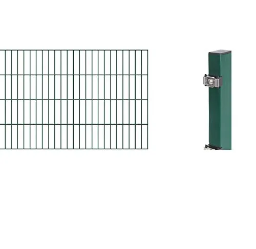 Alberts 642600 Doppelstabmattenzaun Erweiterung | Höhe 80 cm, grün - Zaunpfosten aus verzinktem Stahl, kunststoffbeschichtet in grün (RAL 6005). Ideal für sichere und dekorative Abgrenzungen im Garten - leicht einbetonierbar.