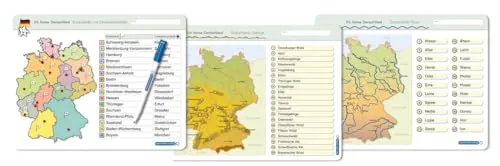 Ich kenne Deutschland - 1. Bundesländer & Landeshauptstädte, 2. Flüsse, 3. Gebirge im Set: Für die 3. bis 5. Klasse - 3 stabile wiederbeschreibbare ... ohne zu schmieren und ohne Farbrückstände.
