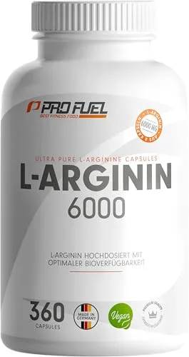 ProFuel L-ARGININ Kapseln - Hochdosiert für Training - L-Arginin Kapseln mit 100% L-Arginin Base, ideal als Pump-Booster für dein Training. 100% vegan und mit optimaler Bioverfügbarkeit für maximale Wirkung.