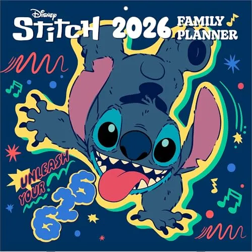 Pyramid International - LILO & STITCH 2026 – Familienplaner 30×30 cm (aufgeklappt 30×60 cm) mit 12 Disney-Motiven, Wandkalender für die ganze Familie