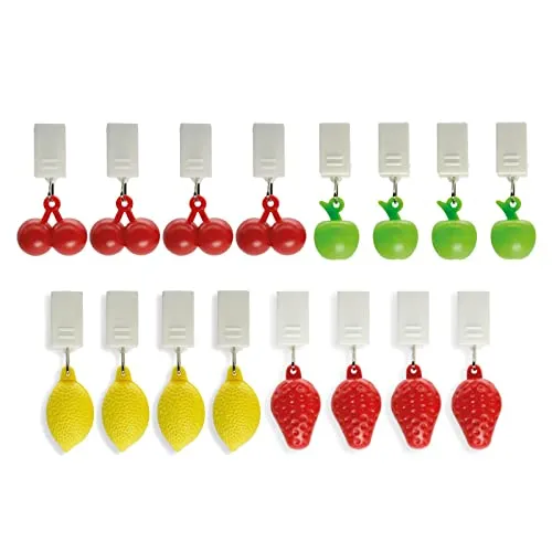 Tischdeckenbeschwerer | Beschwerung Tischdecke, Tischdecken Beschwerer Draußen, Stylischer Tischklammern Ersatz | 4x Kirsche, 4x Apfel, 4x Zitrone, 4x Erdbeere | 7,5 cm, jeweils ca. 20g