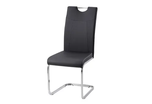 HTI-Living Esszimmerstuhl Kelly C, Schwarz Kunstleder, Freischwinger - Stuhl aus 100% Polyurethan mit Metallgestell, ideal für moderne Esszimmer oder Küchen. Set mit 4 Schwingstühlen, belastbar bis 120 kg und komfortabel mit einer Sitzhöhe von 47 cm.