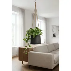 finestgreen Blumenampel Hängepflanztopf Patt – Stilvoller Pflanzgefäß in Beton-Optik - Elegante Blumenampel aus Fiberclay für Innen und Außen, Ø 23 cm, Höhe 20 cm, in modernem Schwarz. Ideal für kreative Begrünungslösungen und langlebige Qualität.