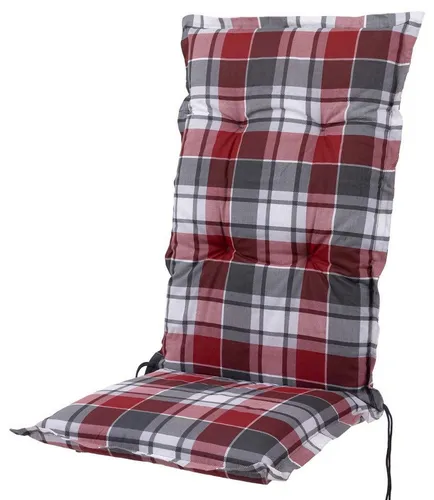 Sun Garden Hochlehnerauflage Prato/Mülheim 10610-350 rot-grau - Hochwertige Sitzpolsterauflage für Hochlehner mit verstellbarem Halteband. Ideal für hohen Komfort und eine ansprechende Optik auf Ihrer Terrasse. Maße: 120x52x8 cm.