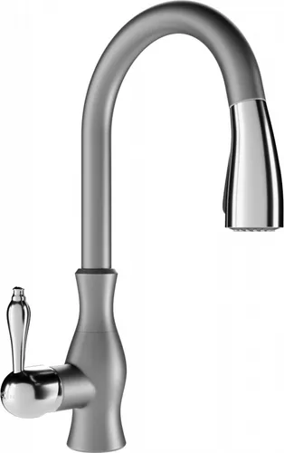 Mexen Savita Küchenmischer in Grau - 672601-61 - Eleganter Küchenmischer in Grau mit ausziehbarem Auslauf für flexibles Arbeiten. Ideal für jede moderne Küche und sorgt für komfortable Handhabung.