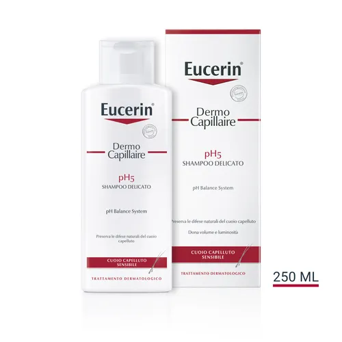 Eucerin DermoCapillaire pH5 Shampoo 250 ml - Hochwertiges Shampoo für empfindliche Kopfhaut, beruhigt Juckreiz und spendet langanhaltende Feuchtigkeit. Ideal für Allergiker und schutz vor Trockenheit.