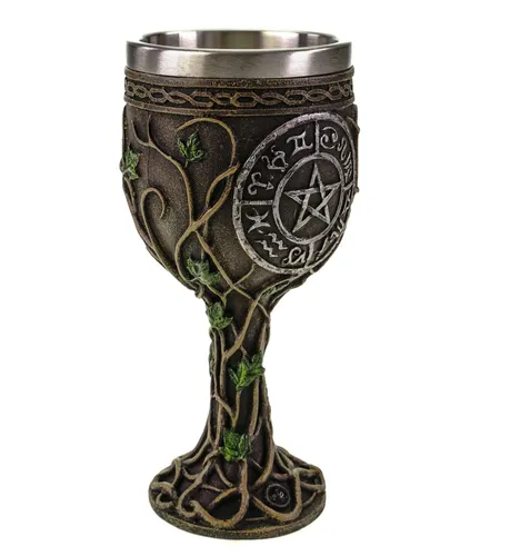Vogler Dekofigur Hexenkelch mit Pentagramm - Stilvolle Dekofigur aus Polyresin, ideal für mystische Akzente in jedem Raum. Der Stahleinsatz sorgt für zusätzliche Stabilität und Langlebigkeit.