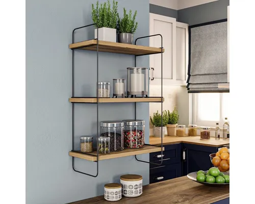 Scandinavia Concept Wandregal "Pulalis" in Kiefer - Funktionales Design für jedes Zuhause - Regal aus mitteldichter Holzfaserplatte mit melaminbeschichteter Oberfläche in Kiefer-Echtholzoptik, ideal zur Wandmontage und inklusive Befestigungsmaterial.