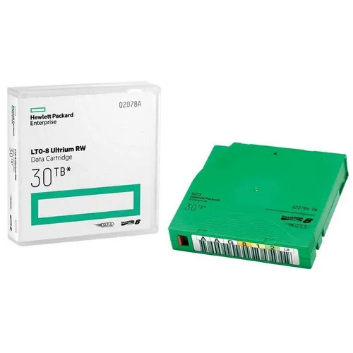 HPE Q2078A LTO-8 Ultrium RW Data Cartridge 30TB - Datenkassetten mit 30 TB Speicherkapazität, ideal für die langfristige Datensicherung und Archivierung.