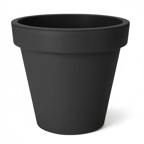 Spetebo Kunststoff Pflanzkübel M rund Ø 38 cm - anthrazit - Blumenkübel groß für Außen und Innen - Garten Pflanztopf Blumentopf Pflanzgefäß Übertopf