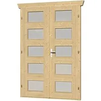SKAN HOLZ Doppeltür für Gartenhaus mit Milchglas 123,4x193 cm - Hochwertige vollverglaste Doppeltür aus 28 mm Holz, bietet elegantes Design und viel Licht für Ihr Gartenhaus.