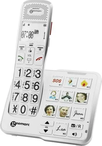 Geemarc Amplidect 595 Photo - Verstärktes Festnetztelefon für Senioren - Festnetztelefon mit Notruffunktion, lautem Klingelton bis 80 dB und anpassbaren Fototasten für einfaches Wählen. Ideal für Menschen mit Hörverlust.