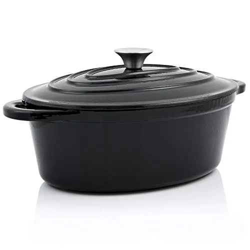 BBQ-Toro Gusseisen Cocotte 4,3 Liter - Pfannen | Emaillierter Gusseisen Bräter mit optimaler Wärmeverteilung für zarte, saftige Gerichte – ideal für Grillküche, Camping und Induktionsherde.