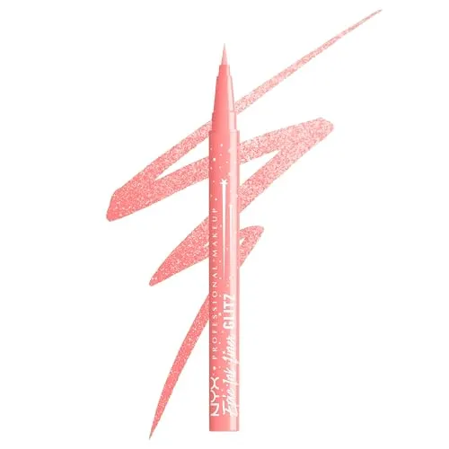 NYX Professional Makeup Epic Ink Liner Jeanz Bootcut Bling – wasserfester Flüssig-Eyeliner in Rosa mit glitzerndem Finish, 1 ml