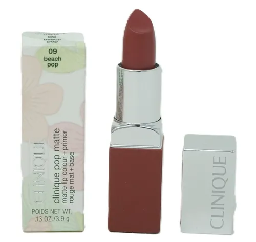 Clinique Pop Matte Lip Colour + Primer 09 Beach Pop, 3,9g - Lippenstift in mattem Finish mit integriertem Primer für langanhaltende Farbe und Pflege. Ideal für einen frischen Look.