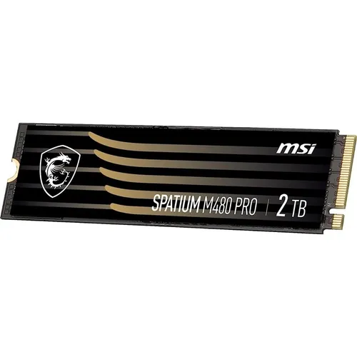 MSI SPATIUM M480 PRO SSD 2 TB – Ultra-schnelle PCIe 4.0 NVMe M.2 interne SSD - Festplatten mit bis zu 7400 MB/s Lesen & 7000 MB/s Schreiben, ideal für Gaming und kreative Anwendungen dank 3D NAND und integrierter Datensicherheit.