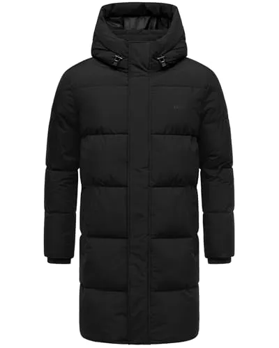 STONE HARBOUR Herren Steppmantel Hadrieen XX Black Gr. L - Stylischer Wintermantel mit kuscheligem Fleece-Innenfutter und verstellbarer Kapuze. Ideal für kalte Tage – robust, funktional und perfekt kombinierbar für urbane Looks.