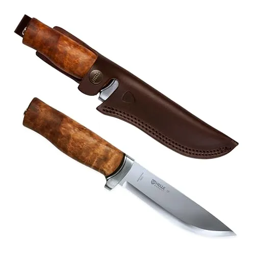 Helle GT Jagdmesser mit 4,84 Zoll Klinge - Hochwertiges Jagdmesser mit 3-fach laminierten Edelstahlklinge und Griff aus Gelbbirke. Ideal für den Outdoor-Einsatz und handwerkliche Präzision.