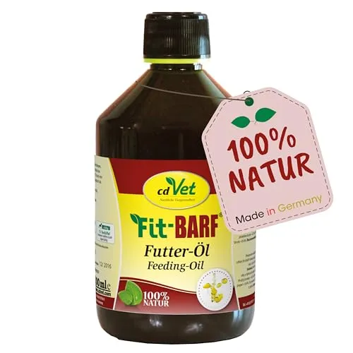 Fit-BARF Futter-Öl für Hunde & Katzen 500ml - Kaltgepresstes Leinöl, Essentielle Fettsäuren, Omega-3-Nahrungsergänzung