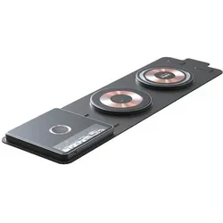 4smarts Wireless Charger UltiMag Lucid TripleFold 15W - Schwarz - Praktische 3-in-1 Ladestation für kabelloses Laden von Smartphone, Smartwatch und Kopfhörern. Mit hochwertigem Aluminium und gehärtetem Glas, MagSafe-kompatibel und kompakt für unterwegs. Ideal für modernen Lifestyle.