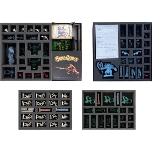 Feldherr Schaumstoff und Organizer Bundle kompatibel mit HeroQuest (2021) Mythic Box + 3 Erweiterungen - in Brettspielboxen