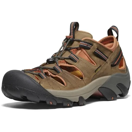 KEEN Herren Arroyo 2 Sandal, Schwarz Olive Bombay Braun, 48 EU - Wanderschuhe mit wasserabweisendem Leder-Obermaterial und 4 mm multidirektionalen Stollen für optimalen Halt auf nassen Oberflächen. Ideal für Outdoor-Abenteuer!