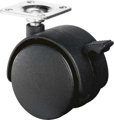 BS Rollen Kunststoffdoppelrolle mit Feststeller Polyamid Anschraubplatte 40 kg - F85.050.PL