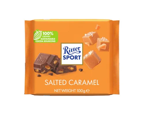 Ritter SPORT Schokolade, Ritter Sport Salted Caramel Vollmilchschokolade Packung 100g