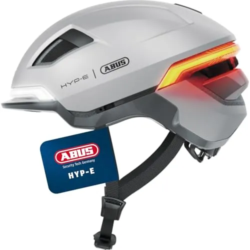 ABUS Fahrradhelm HYP-E - Helm mit Front- und Rücklicht - Fahrradhelme mit 360-Grad-Sichtbarkeit durch Front-, Rück- und Blinklicht. Ideal für E-Bikes und S-Pedelecs, bietet Sicherheit und Komfort für Jugendliche und Erwachsene.